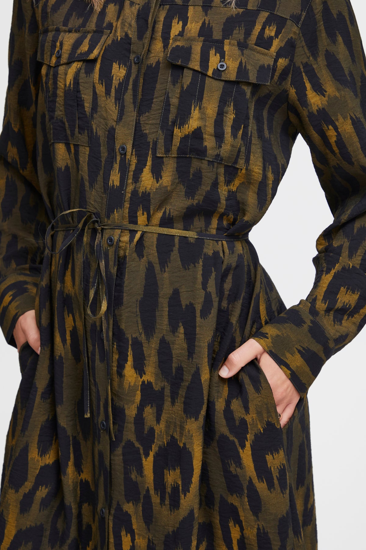 Fransa Animal Print Shirt Dress