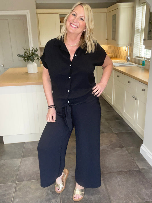 2 piece trouser set in black