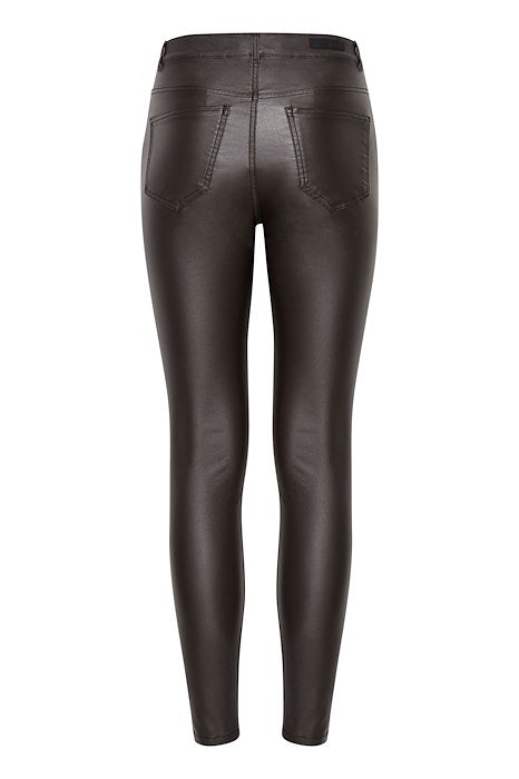 B Young Java Kato Kiko Coated Fitted Jeans in Chocolate