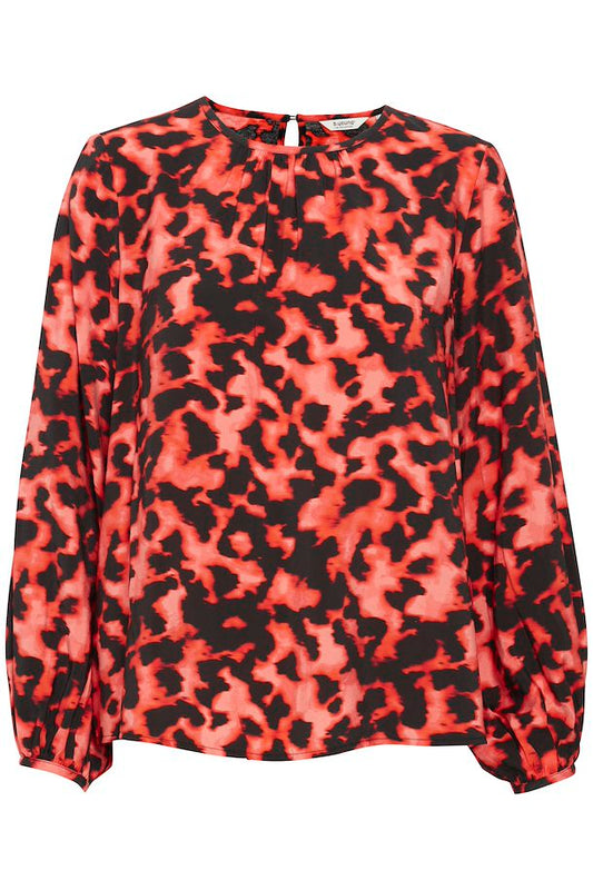 B Young Ibine Red Mix Print Blouse