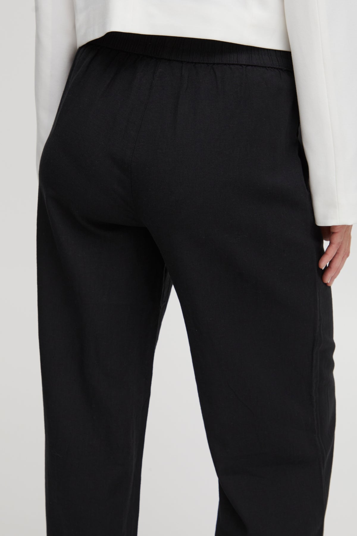 B Young Black Linen Wide Leg Trousers