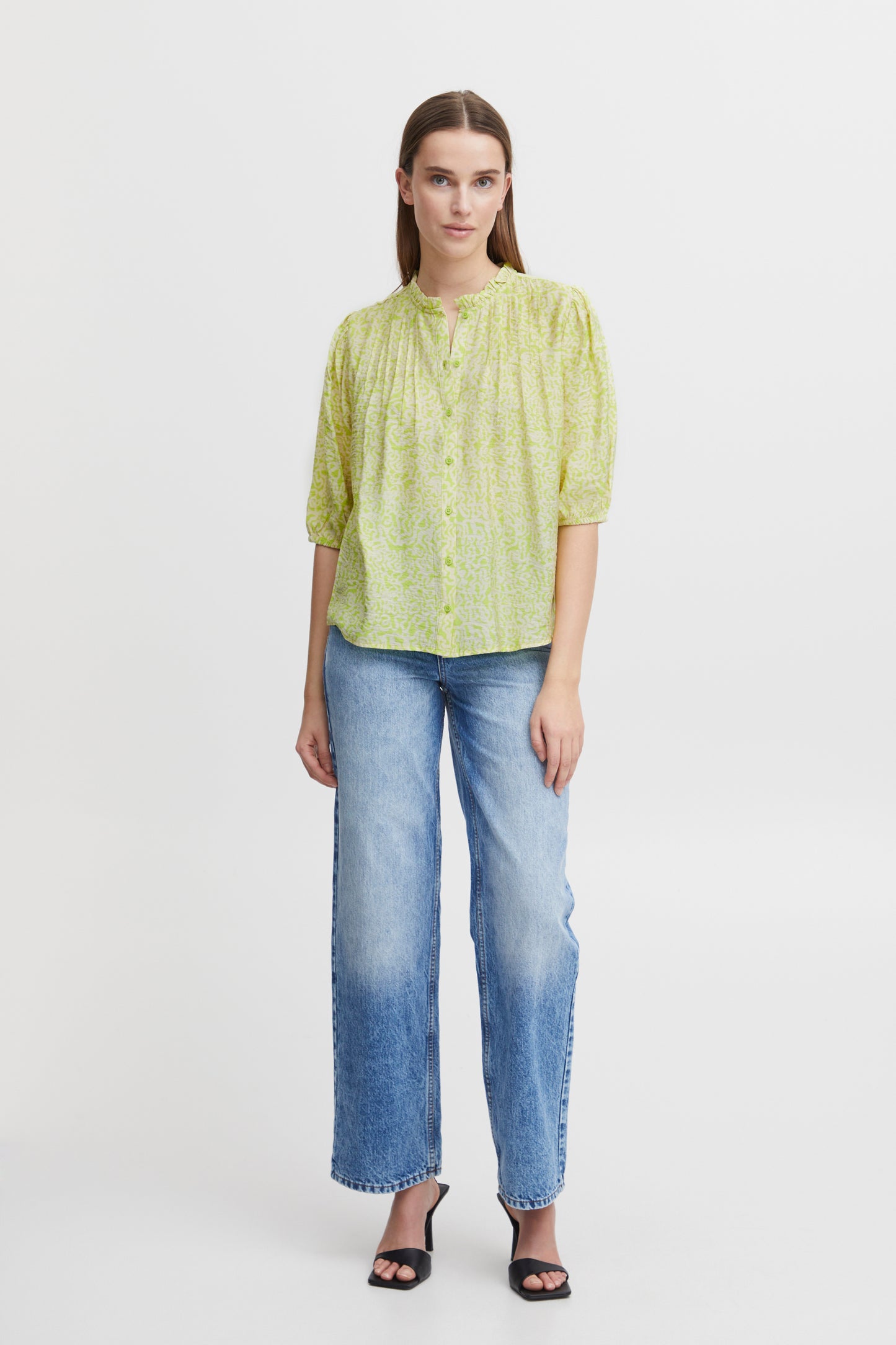 B Young Short Sleeve Lime Print Shirt