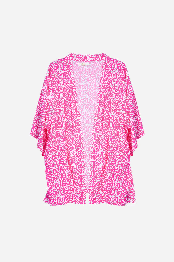 Sarta Green Two Tone Leopard Print Kimono