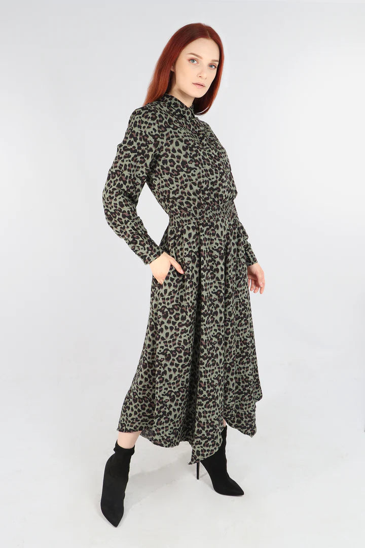 Leopard long shirt sales dress