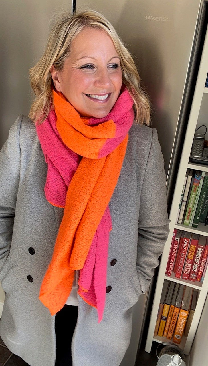 Two Tone Colour Block Blanket Scarf