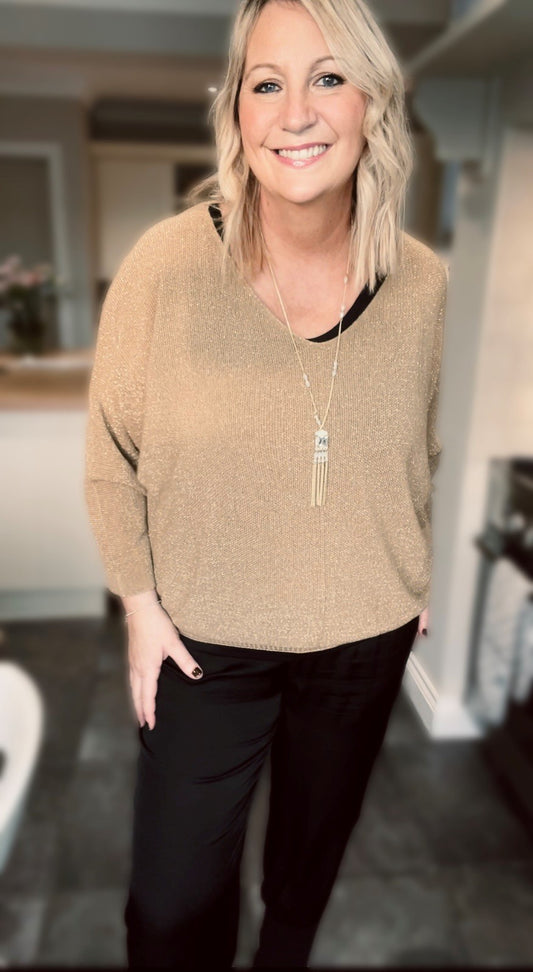 Suzy D Lina Camel Sparkle Knit