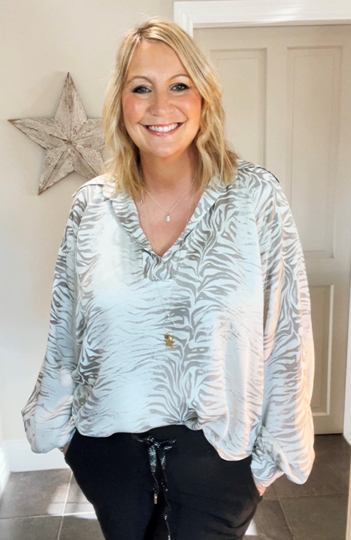 Tiger Print Satin Shirt