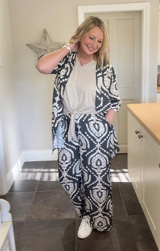 Wide Leg Baroque Print Trousers