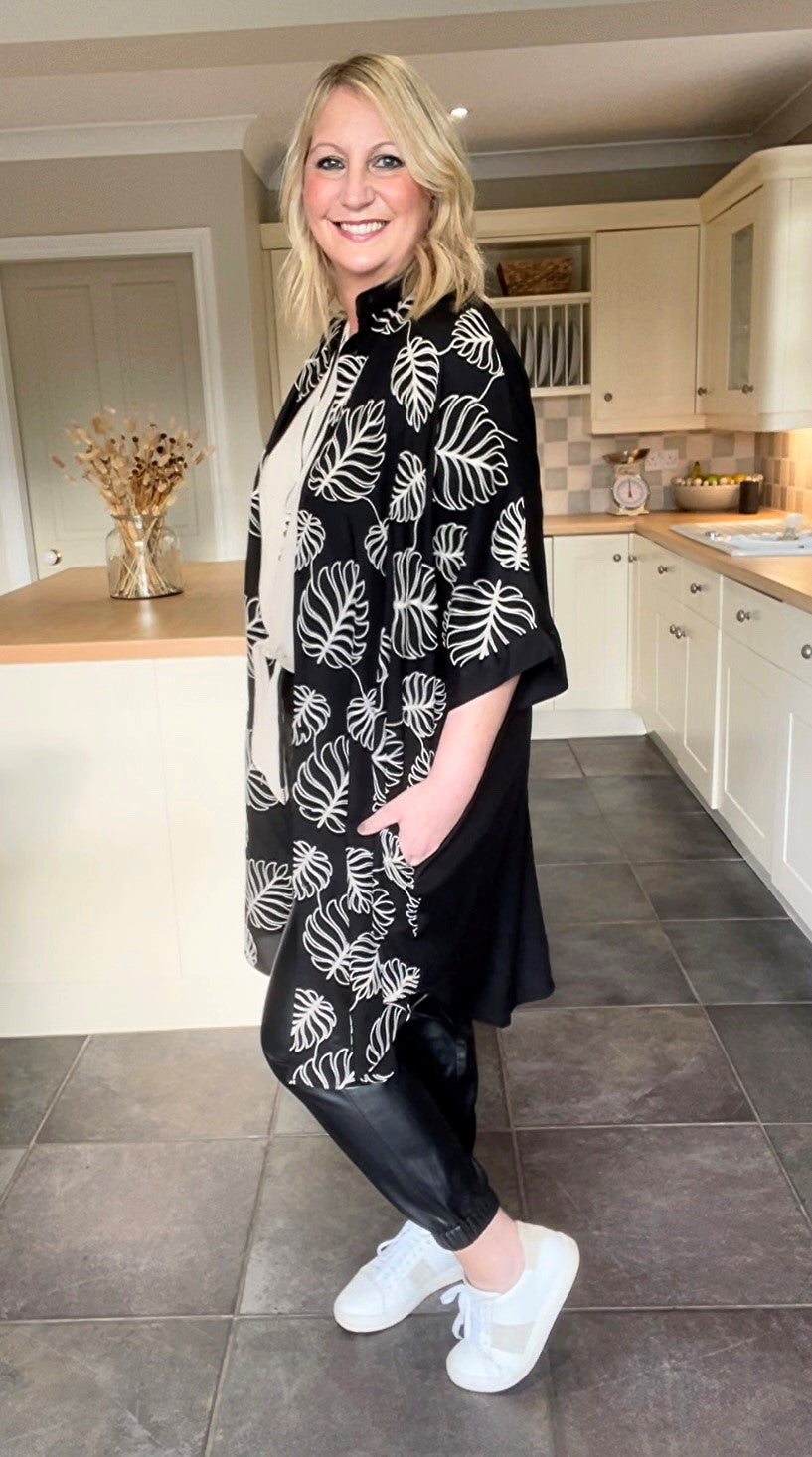 Leaf Print Button Through Dress