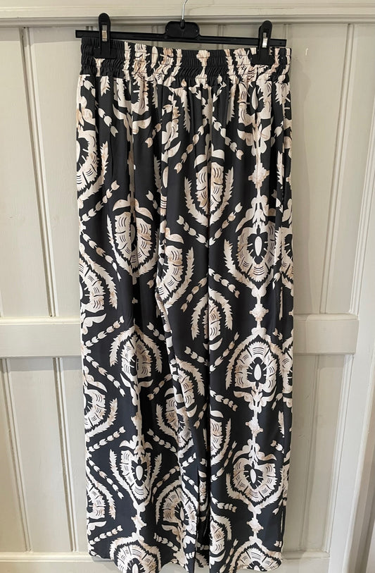 Wide Leg Baroque Print Trousers
