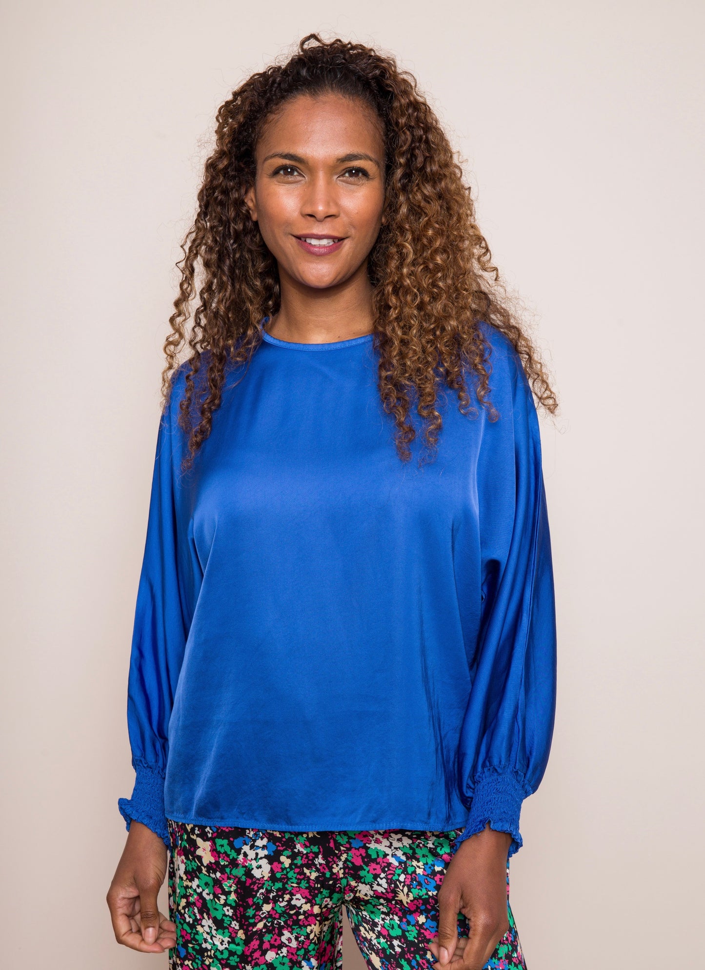 Suzy D Cobalt Blue Satin Top