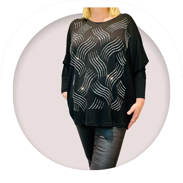 Malissa J Black Sparkle Top