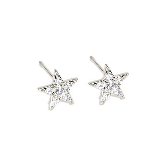 Crystal 5 point star earring in silver