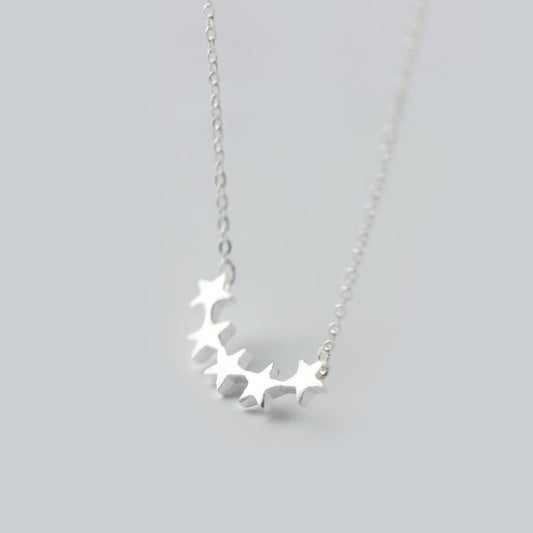 Five star curve necklace in sterling silver