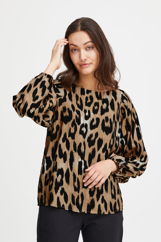 Fransa Leoni Animal Print Top