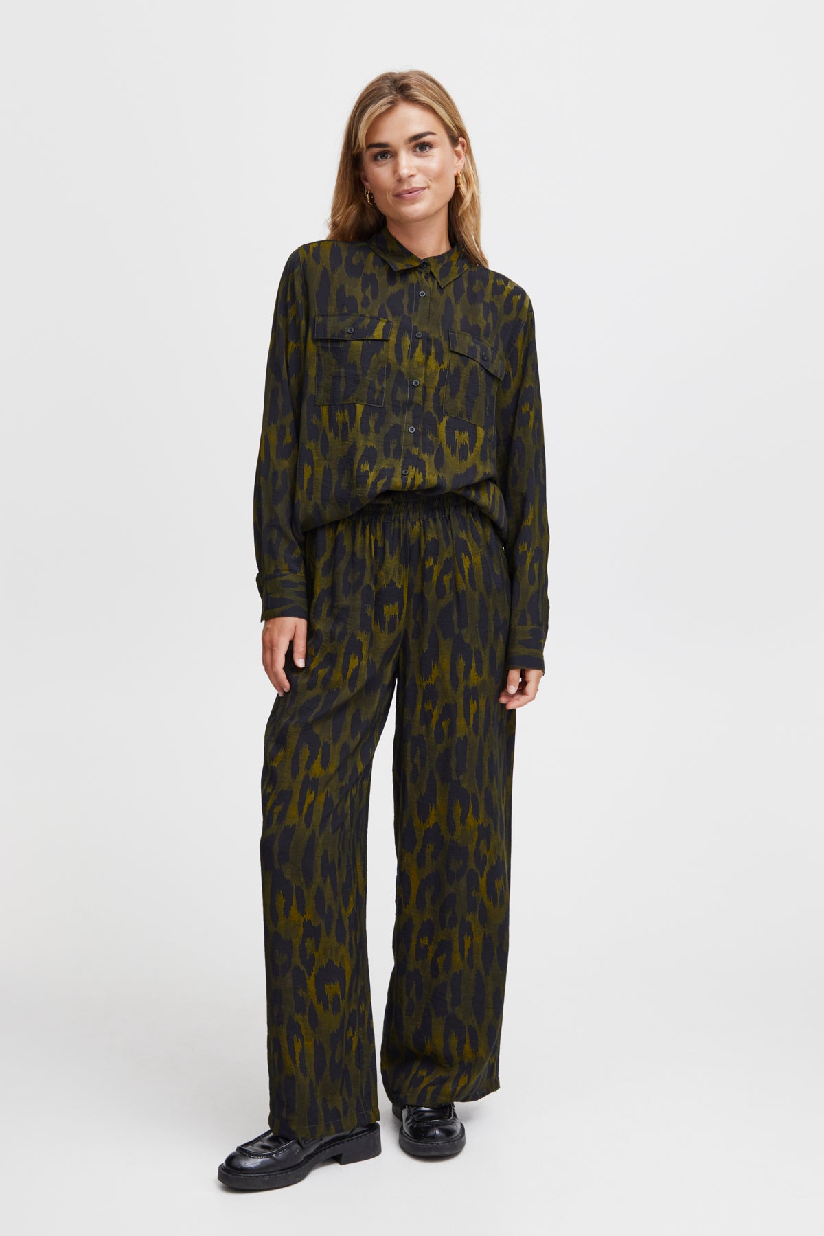 Fransa Wide Leg Animal Print Trousers