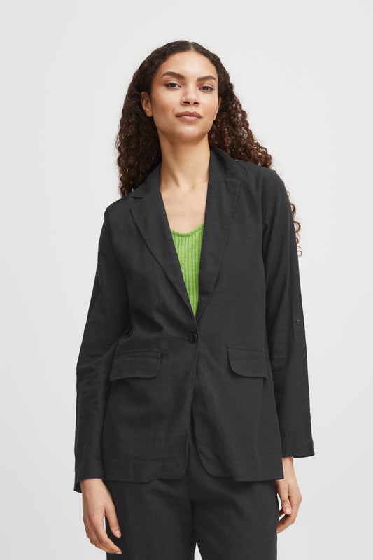 B Young Black Linen Mix Blazer