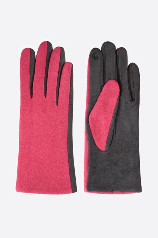 Grey And Pink 2 Tone Gloves