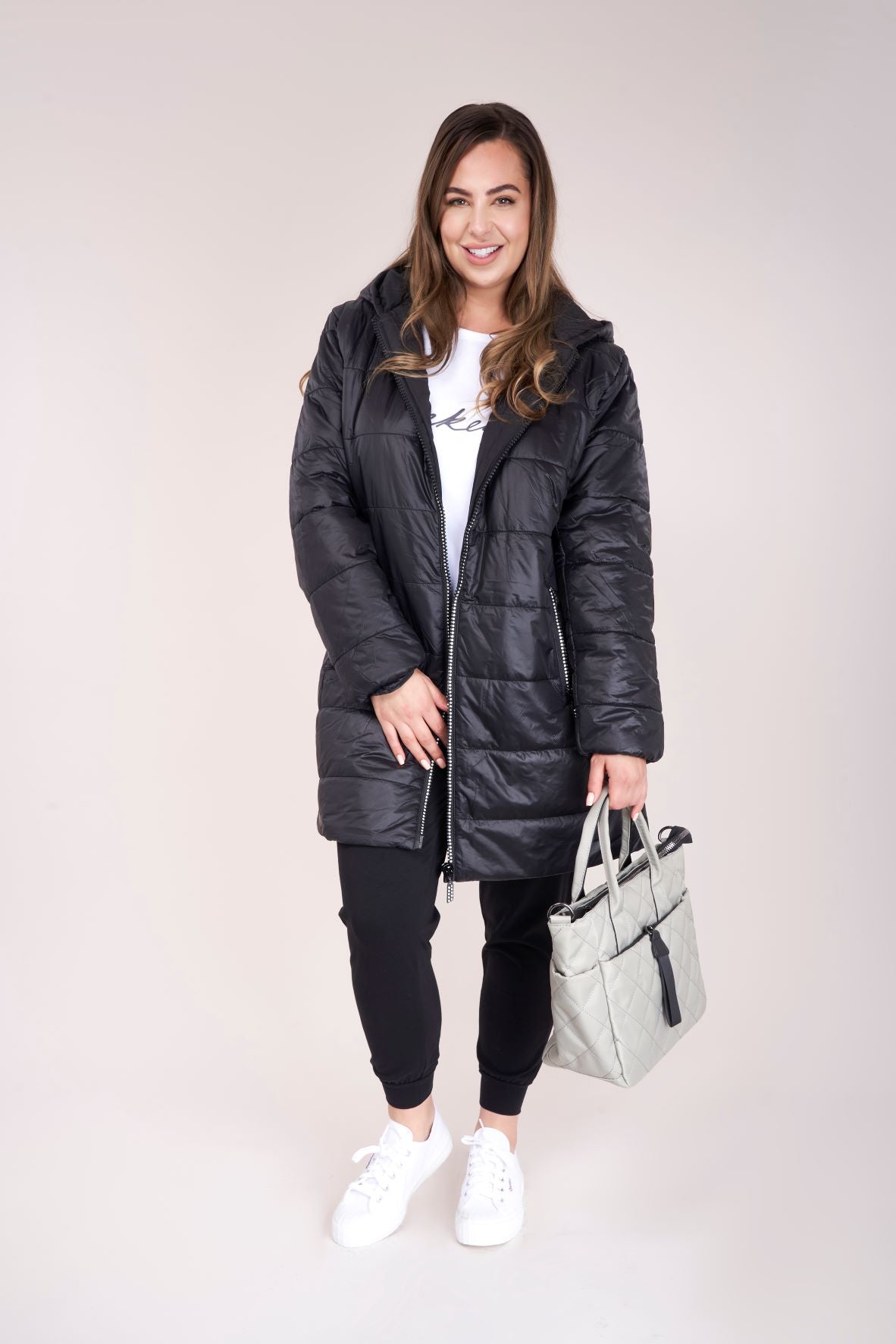 Black Puffa Style Coat