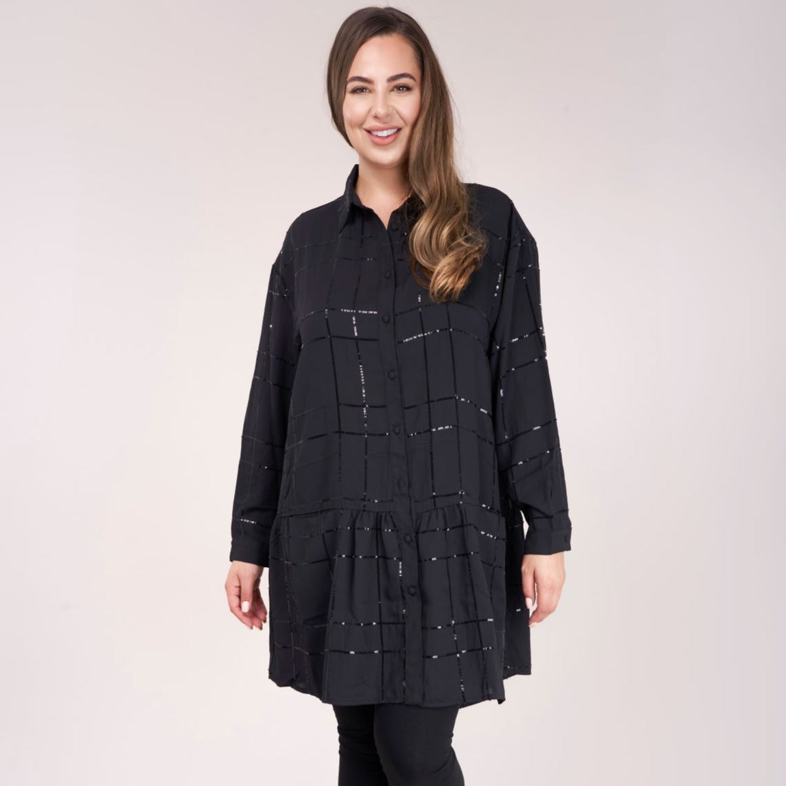 Black Shimmer Tunic Dress