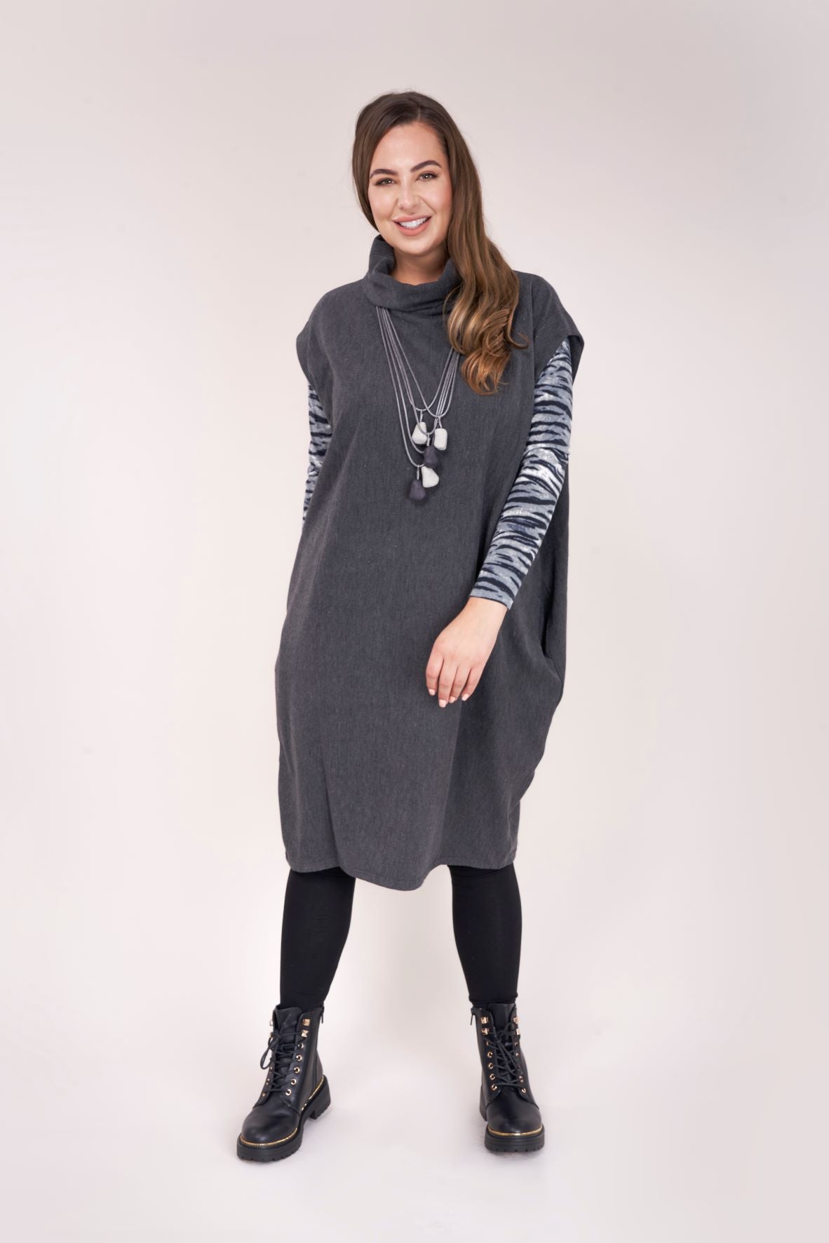 Cowl Neck Tunic Dress