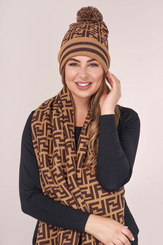 Fendi scarf and outlet hat set