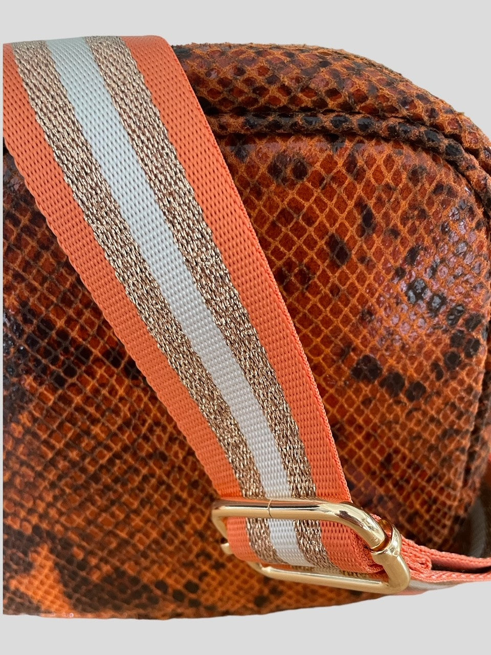 Snakeskin Effect Leather Camera Bag With Extra Strap