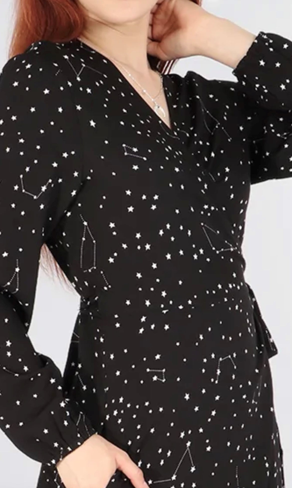 Malissa J Black Constellation Print Wrap Dress