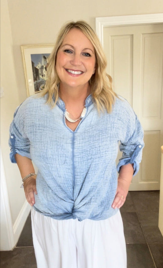 Crinkle Soft Cross Front Top