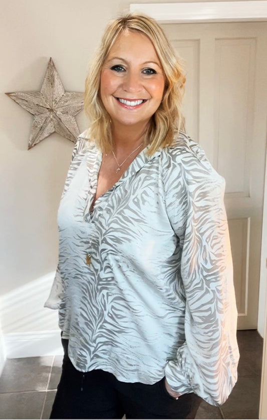 Tiger Print Satin Shirt